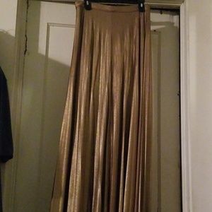 Gold  Maxi Skirt with Soft Pleats